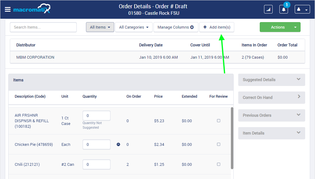 [CFAMX-1304] Create Order > Add Item(s) > Add button and modal ...